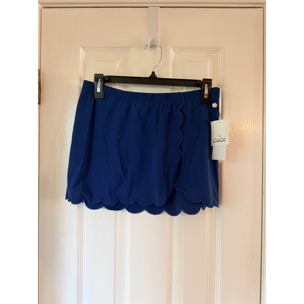 CeCe Navy Blue Scalloped Hem Swim Skort Skirt 25CC15906C Womens Small NWT